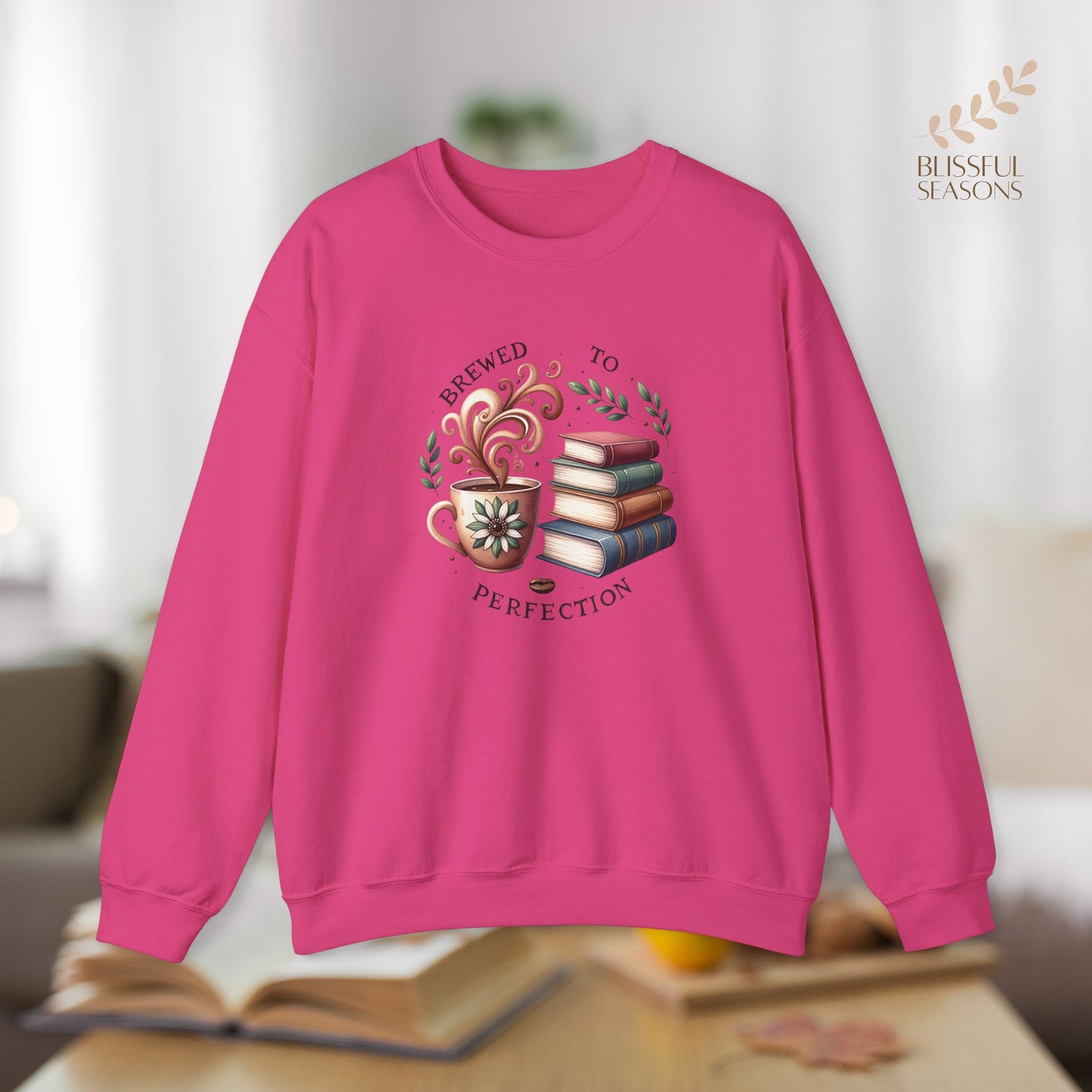 Brewed to Perfection Gift for Bookish Girlfriend, Wife, Best Friend, Niece, Sister, Introvert Gift Idea, Book Lover Sweatshirt