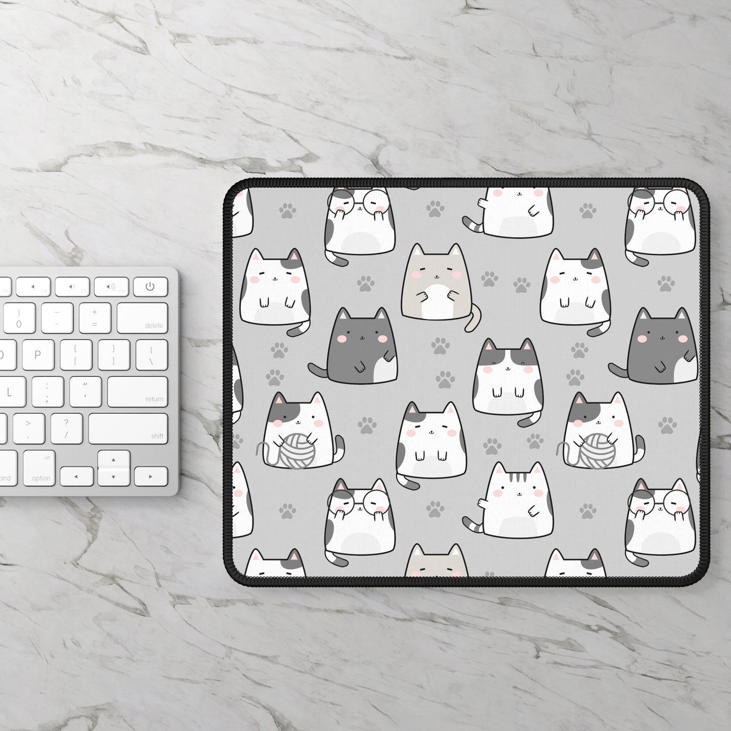 Gray and Cat Kitty Mouse Pad Cute Kawaii Kitty Desk Mat Christmas Gift for Kitty Lovers Cat Lovers Gift Ideas Mouse Pad