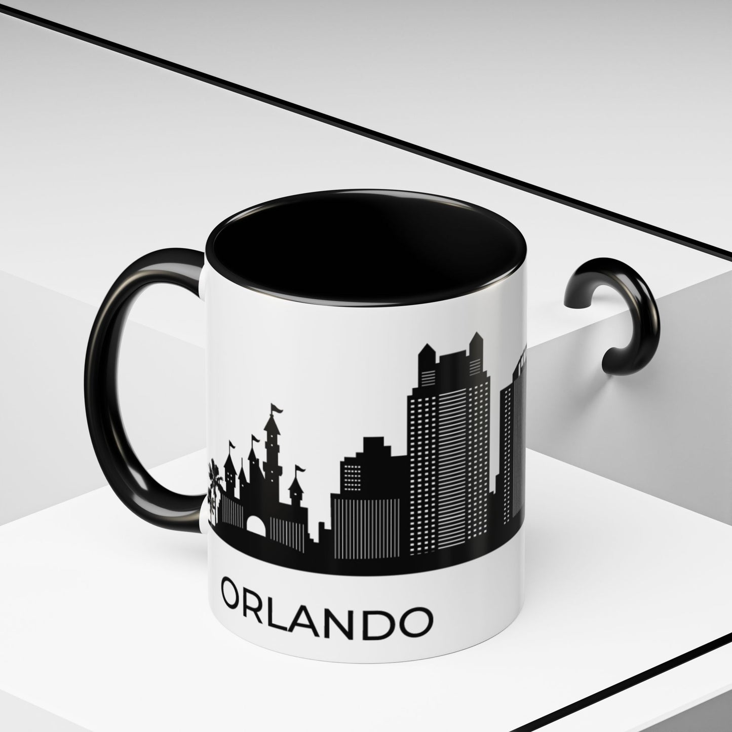 
Coffee Mug - City Skyline Orlando Trendy Black and White Minimalist 11, 15oz
