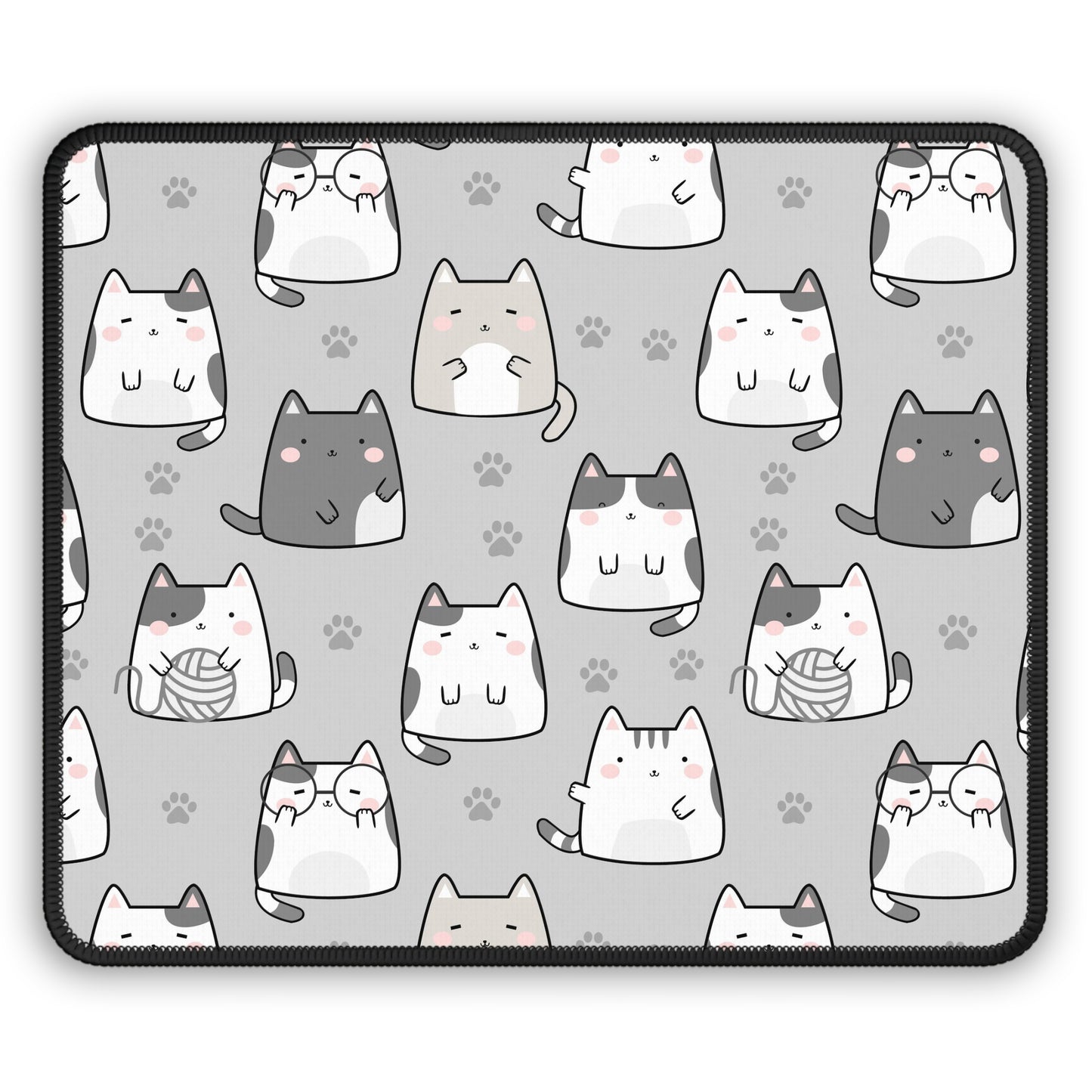 Gray and Cat Kitty Mouse Pad Cute Kawaii Kitty Desk Mat Christmas Gift for Kitty Lovers Cat Lovers Gift Ideas Mouse Pad