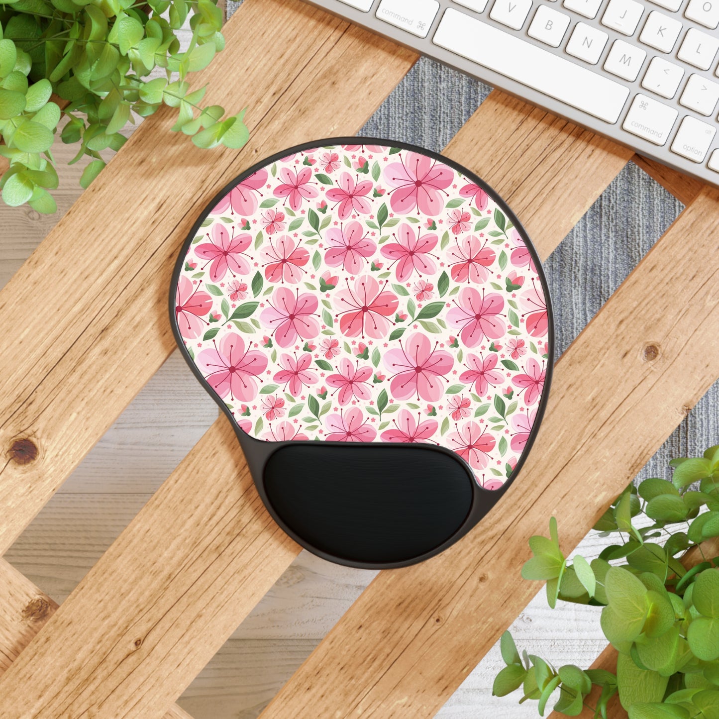 Sakura Mouse Pad with Wrist Rest, Cherry Blossom Mouse Pad Cute Mouse Pad Blossom Desk Pad Pink Mouse Pad