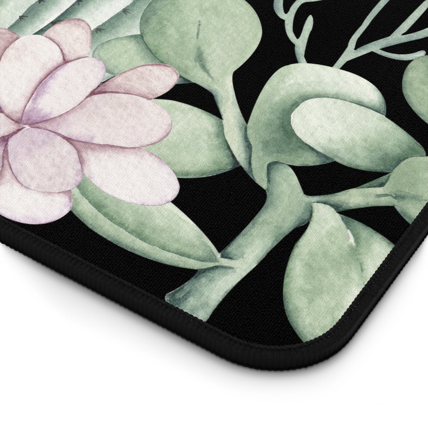 Desk Mat Botanical Mouse Pad Large with Black Background for Succulent Lovers