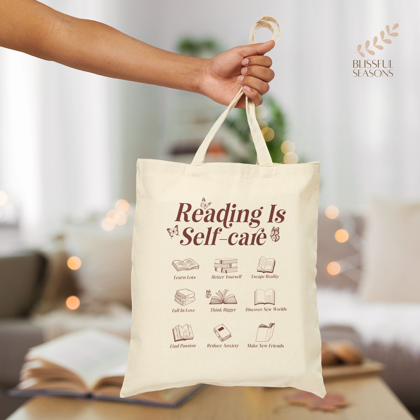 Reading is Self Care Book Lover Gift Introvert Tote Bag Gift for BFF, Niece, Co Worker Bookish