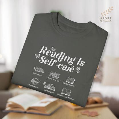 Comfort Colors Unisex Garment-Dyed T-shirt - Reading is Self Care Espresso Color