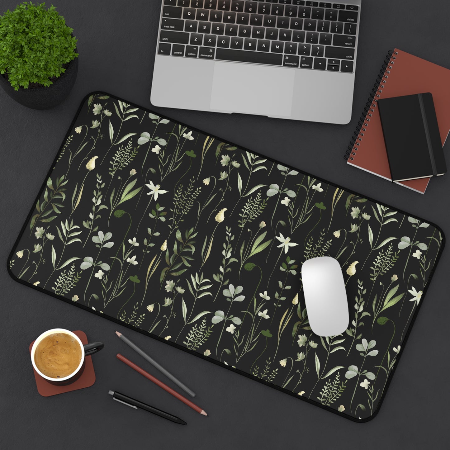 Desk Mat - Wildflower Botanical Herb Plant Mouse Pad Dandelion Floral Butterfly Large Gaming Extend Mousepad XXL