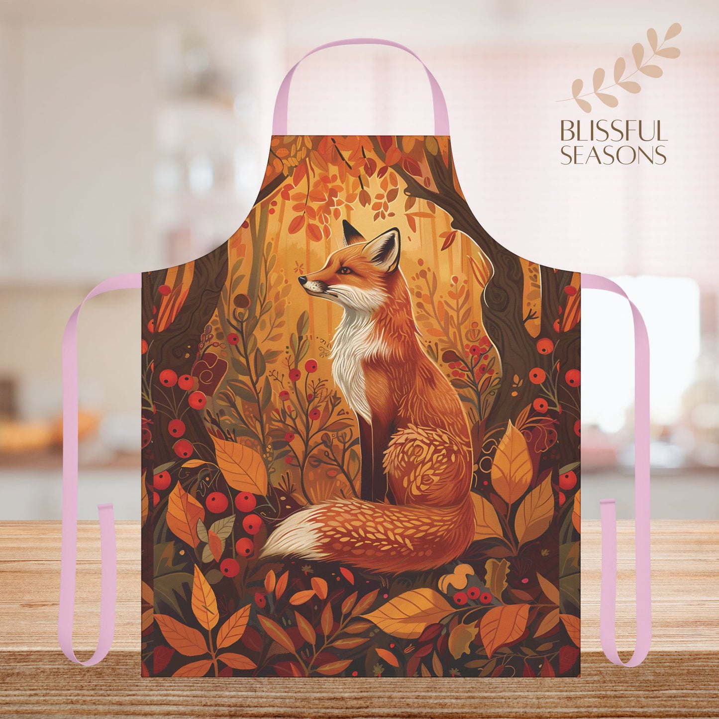 Cute Fox Chef Apron with Tie Back Closure for Animal Lover Gift Item Apron for Mother Sister Friend  Grandma Grandparents Fur Mama