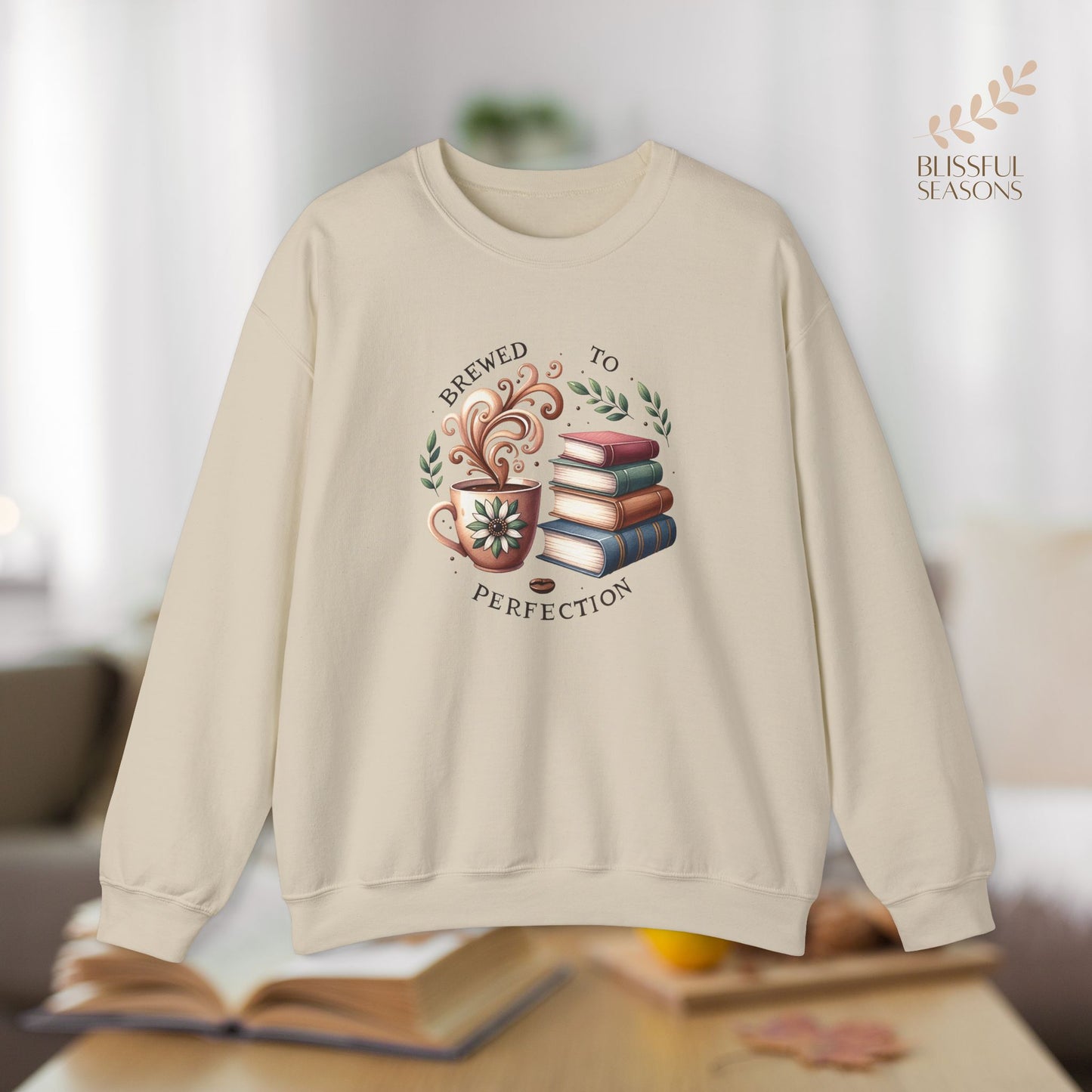 Brewed to Perfection Gift for Bookish Girlfriend, Wife, Best Friend, Niece, Sister, Introvert Gift Idea, Book Lover Sweatshirt