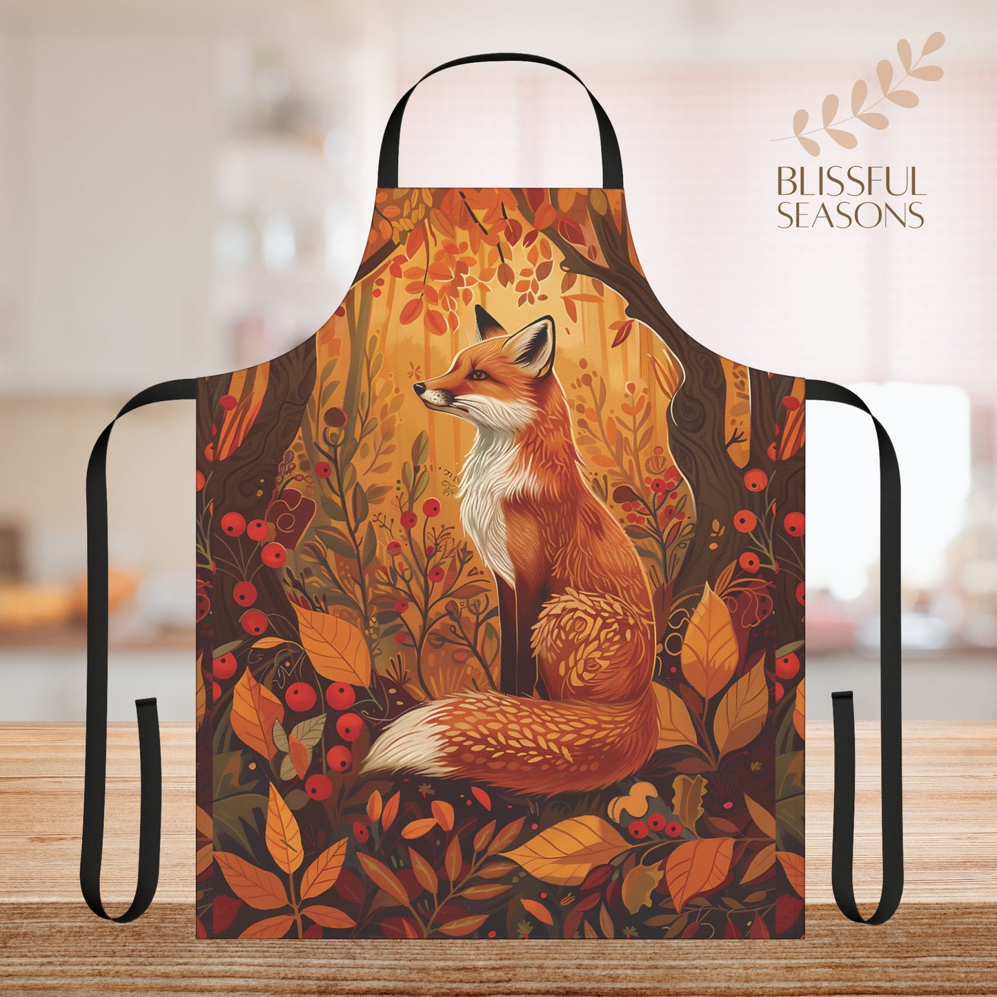 Cute Fox Chef Apron with Tie Back Closure for Animal Lover Gift Item Apron for Mother Sister Friend  Grandma Grandparents Fur Mama