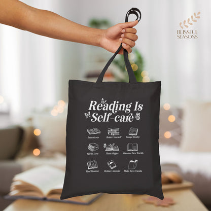 Reading is Self Care Book Lover Gift Introvert Tote Bag Gift for BFF, Niece, Co Worker Bookish