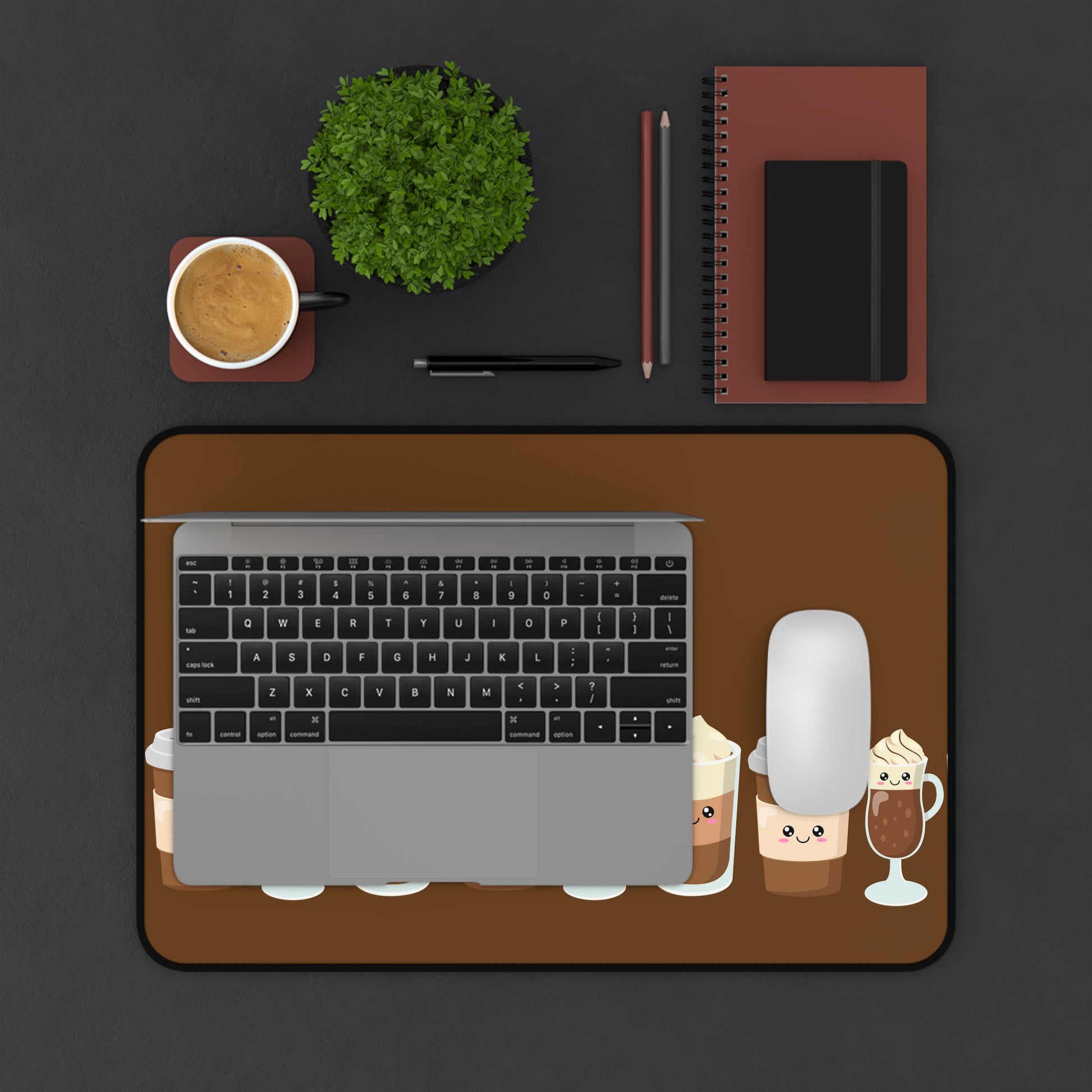 Kawaii Cute Iced Coffee Large Mousepad Extra Large Gaming Desk Mat Desk Accessories for Coffee Lovers