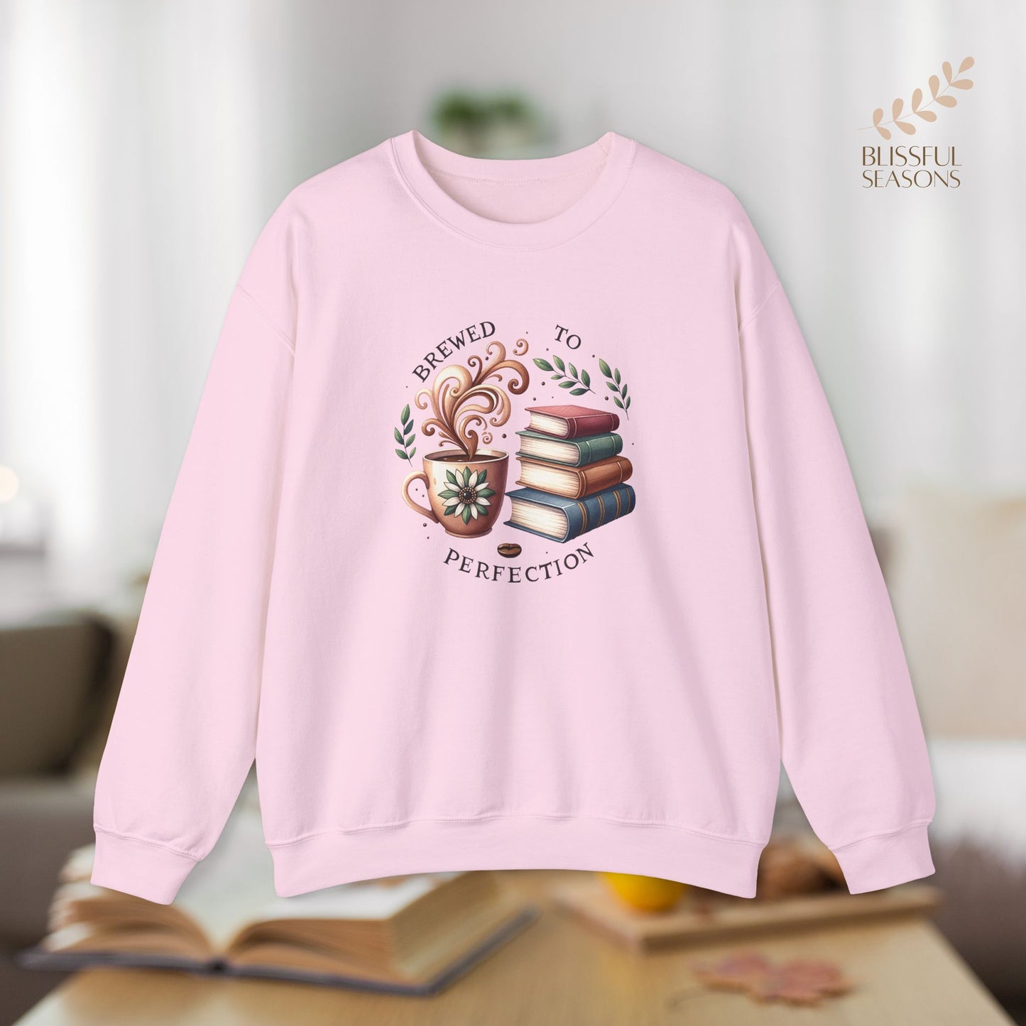 Brewed to Perfection Gift for Bookish Girlfriend, Wife, Best Friend, Niece, Sister, Introvert Gift Idea, Book Lover Sweatshirt