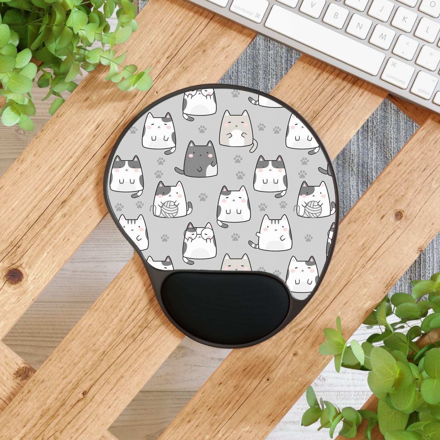 Gray Cat Lover Mouse Pad Wrist Rest Mouse Pad Kawaii Mouse Pad Aesthetic Mouse Pad Wrist Support Mouse Pad