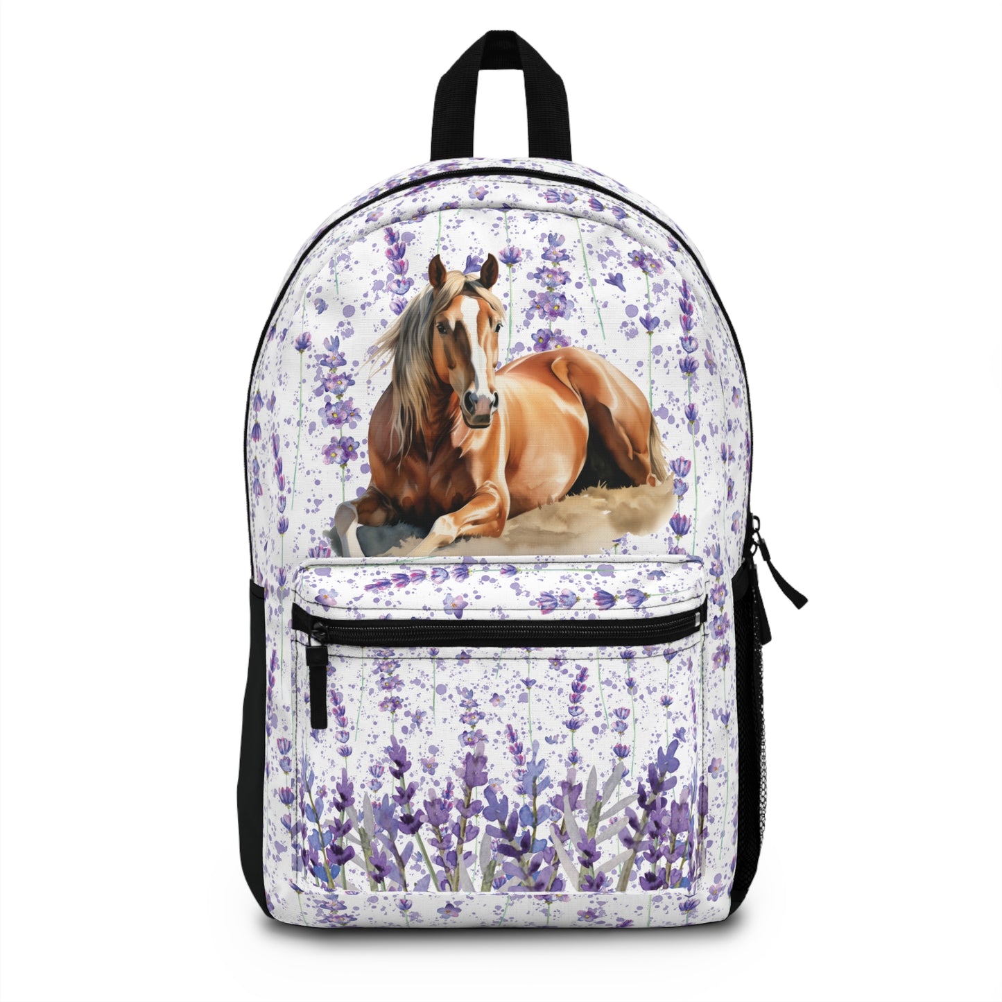 Equestrian Backpack Horse Lovers Backpack for School With Tablet Compartment inside Waterproof Padded back Gift for Lavender Lovers,