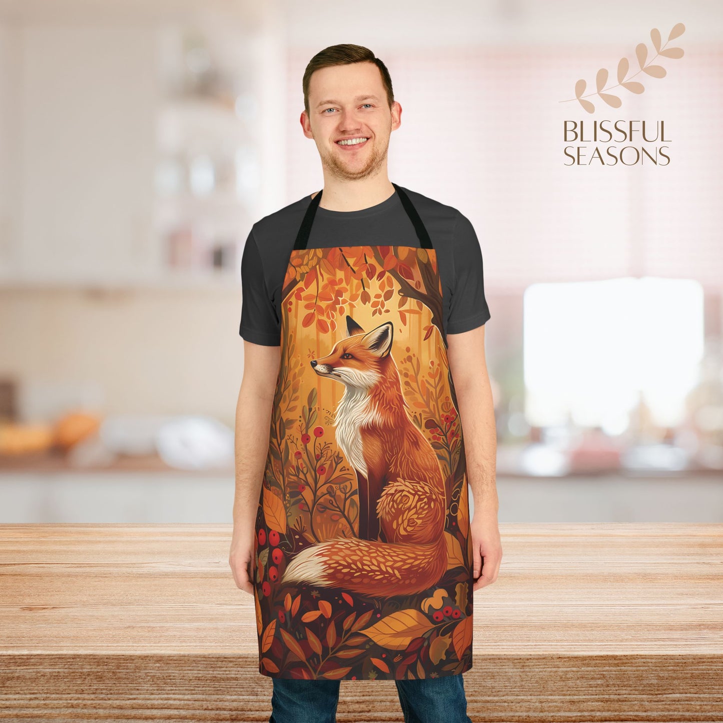 Cute Fox Chef Apron with Tie Back Closure for Animal Lover Gift Item Apron for Mother Sister Friend  Grandma Grandparents Fur Mama