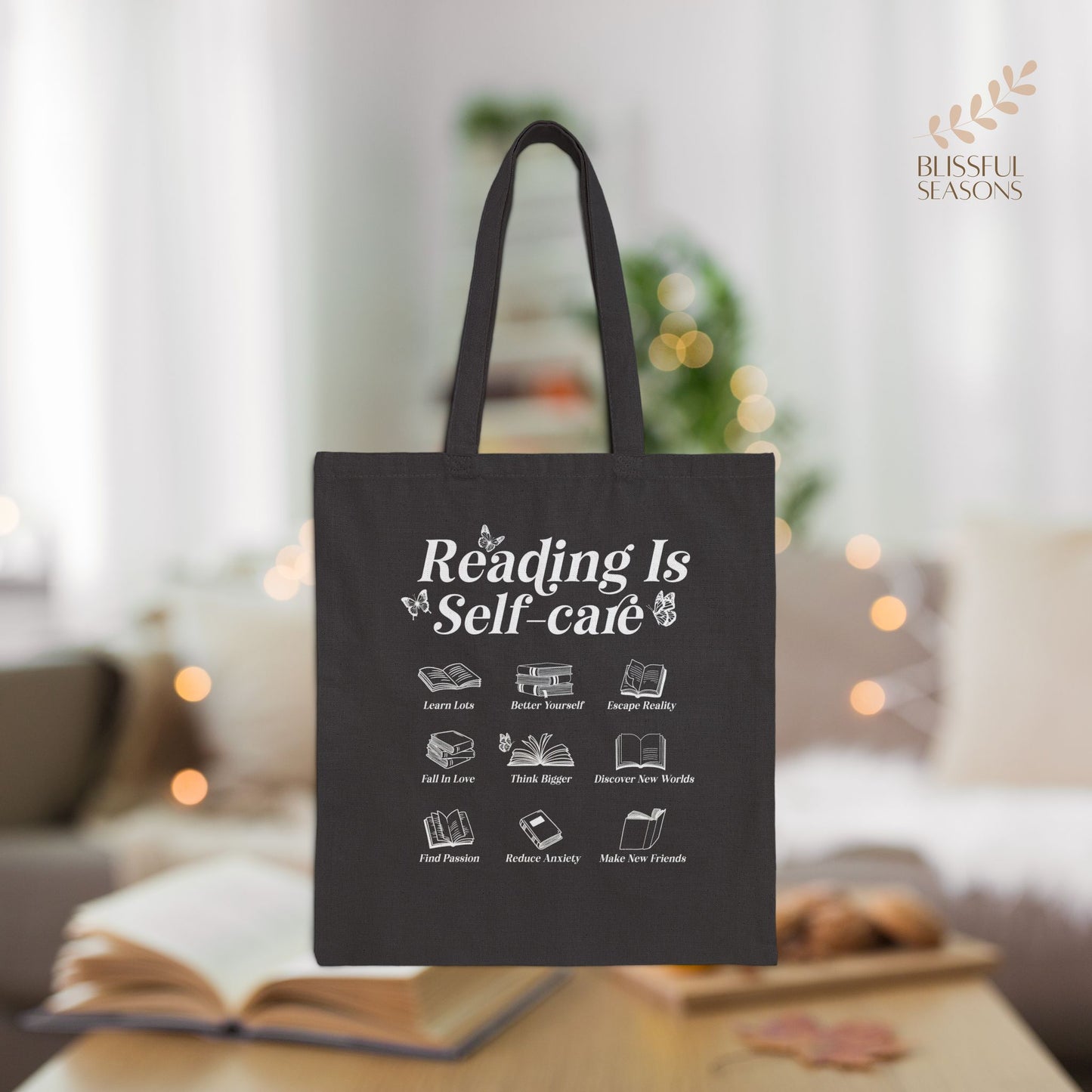 Reading is Self Care Book Lover Gift Introvert Tote Bag Gift for BFF, Niece, Co Worker Bookish