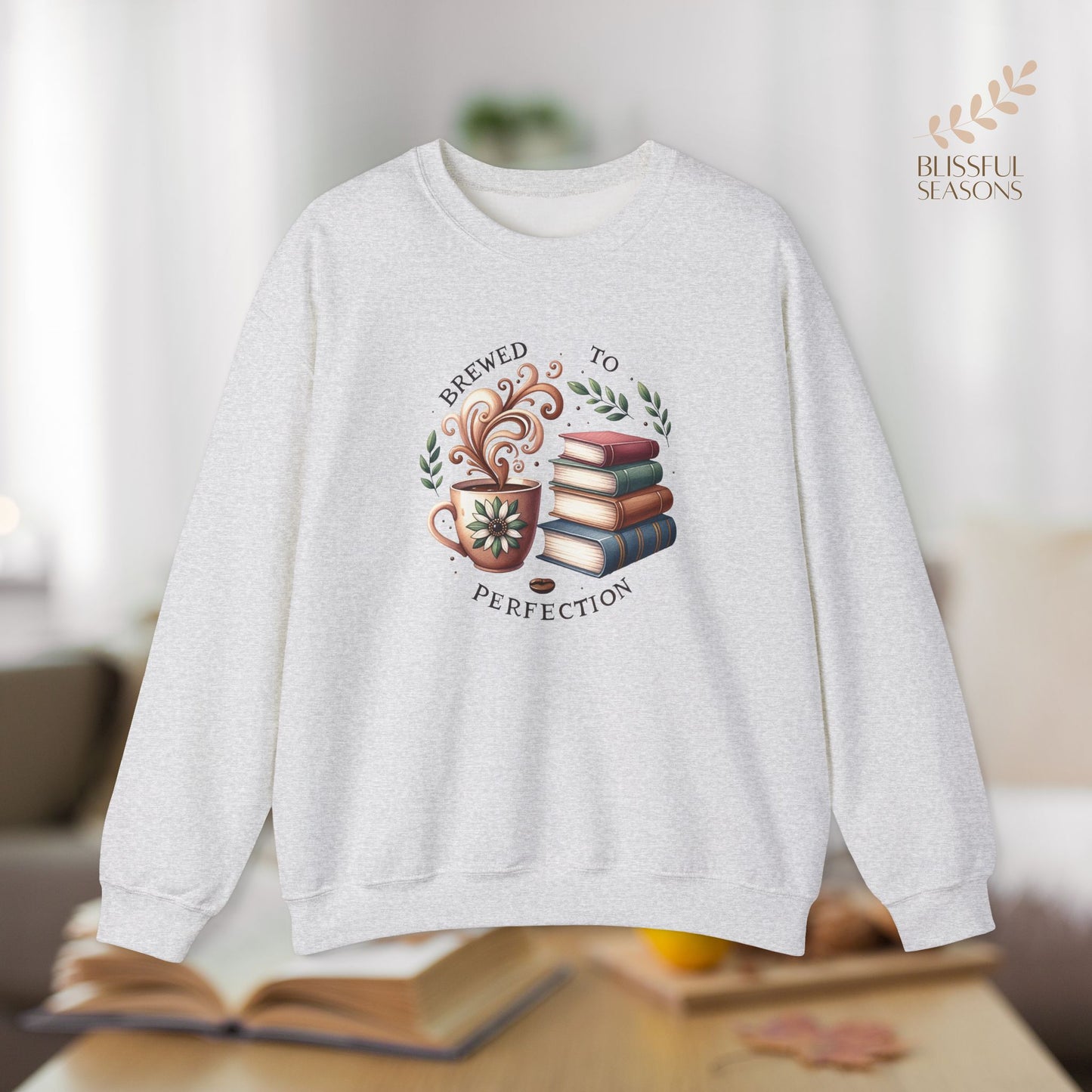 Brewed to Perfection Gift for Bookish Girlfriend, Wife, Best Friend, Niece, Sister, Introvert Gift Idea, Book Lover Sweatshirt