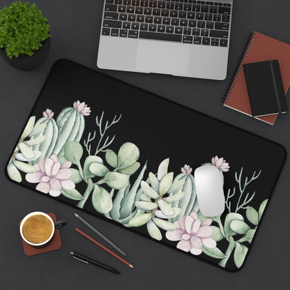 Desk Mat Botanical Mouse Pad Large with Black Background for Succulent Lovers