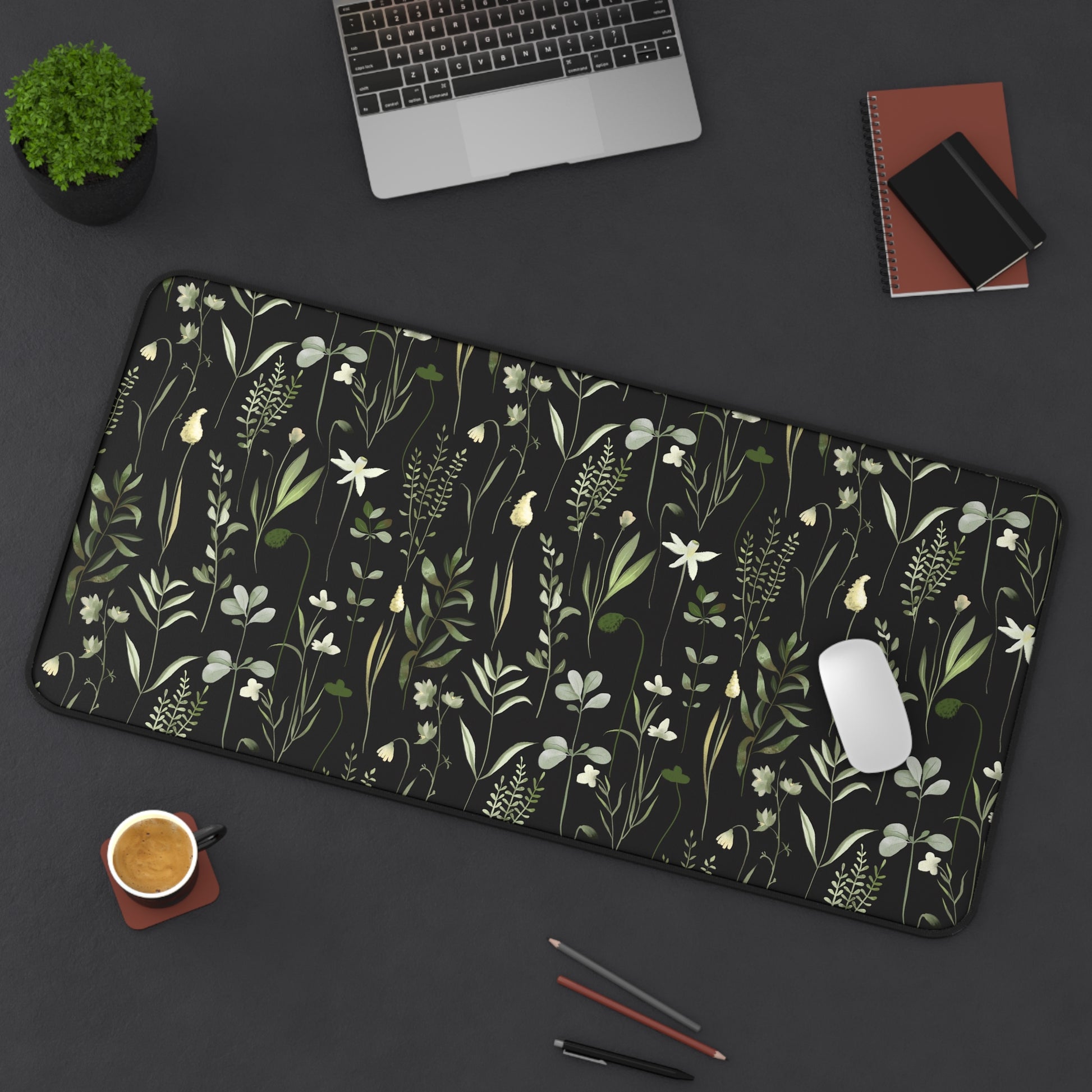 Desk Mat - Wildflower Botanical Herb Plant Mouse Pad Dandelion Floral Butterfly Large Gaming Extend Mousepad XXL