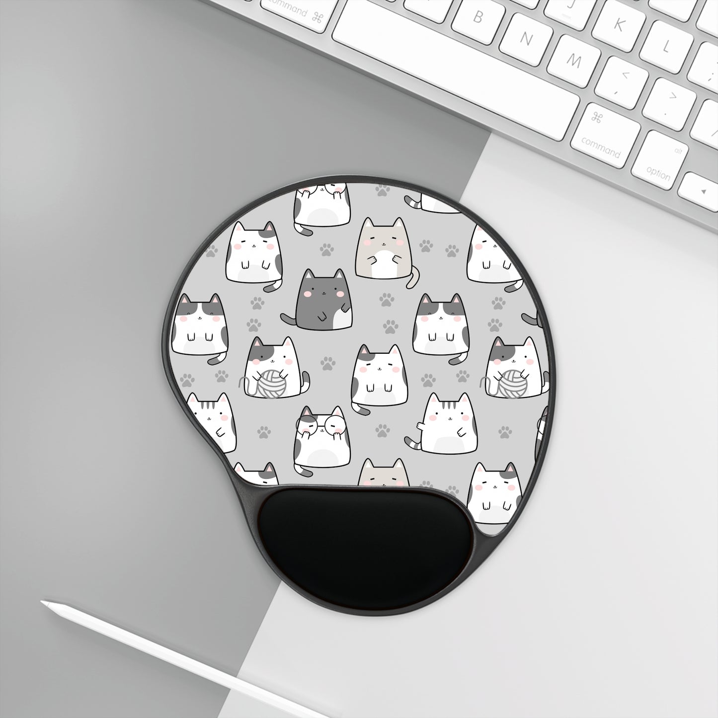 Gray Cat Lover Mouse Pad Wrist Rest Mouse Pad Kawaii Mouse Pad Aesthetic Mouse Pad Wrist Support Mouse Pad