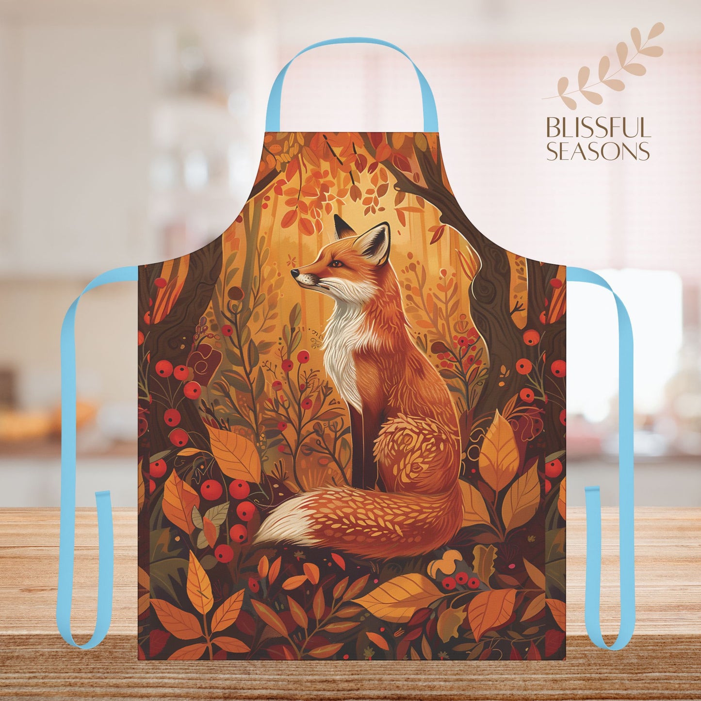 Cute Fox Chef Apron with Tie Back Closure for Animal Lover Gift Item Apron for Mother Sister Friend  Grandma Grandparents Fur Mama