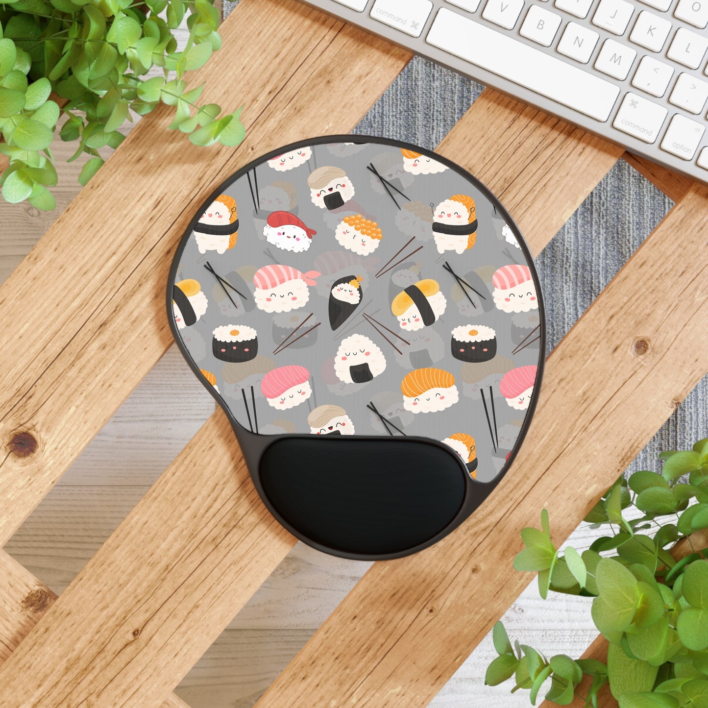 Gray Sushi Mouse Pad, Wrist Rest Mouse Pad Kawaii Mouse Pad Aesthetic Mouse Pad Wrist Support Mouse Pad