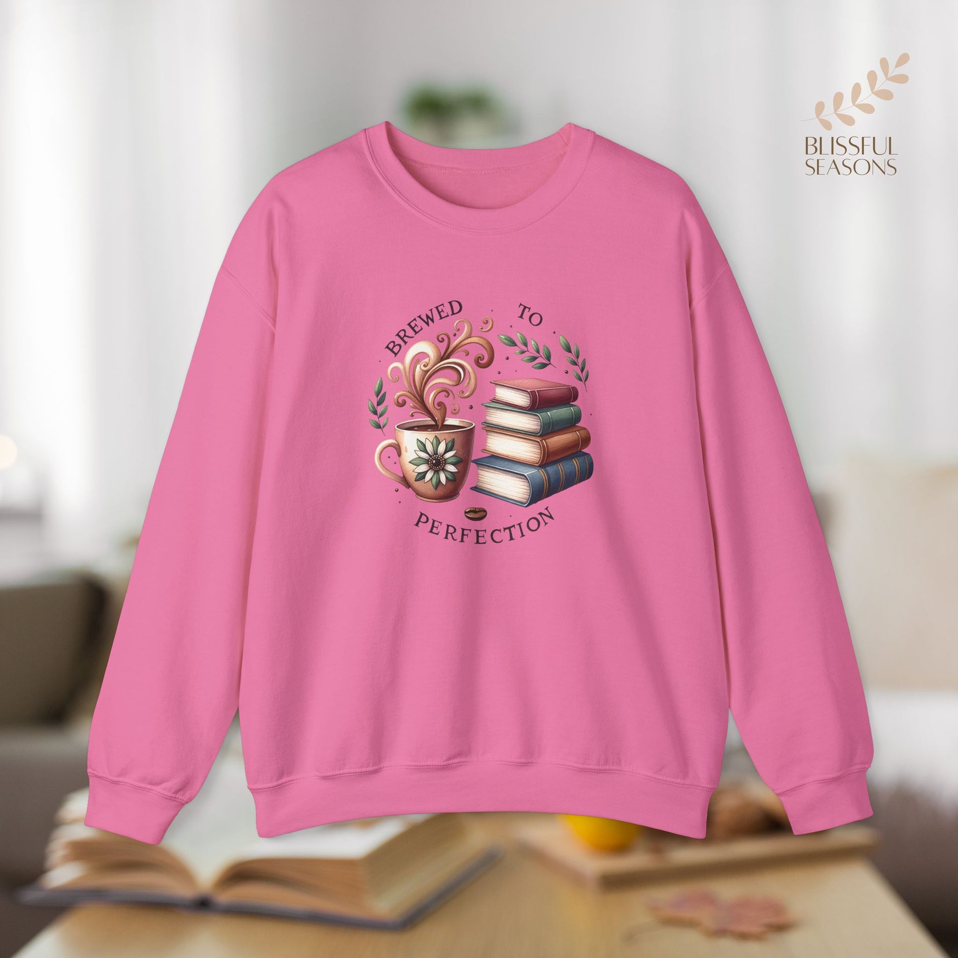 Brewed to Perfection Gift for Bookish Girlfriend, Wife, Best Friend, Niece, Sister, Introvert Gift Idea, Book Lover Sweatshirt