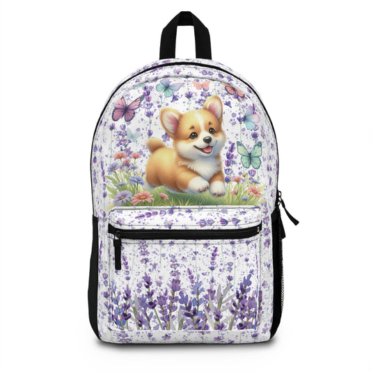 Corgi Lovers Backpack for School With Tablet Compartment inside Waterproof Padded back Gift for Lavender Lovers,