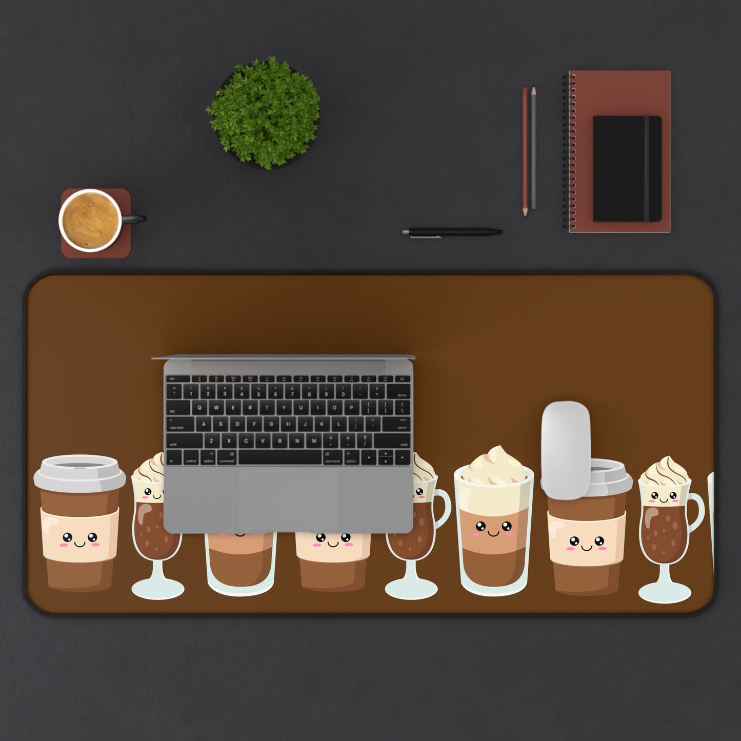 Kawaii Cute Iced Coffee Large Mousepad Extra Large Gaming Desk Mat Desk Accessories for Coffee Lovers