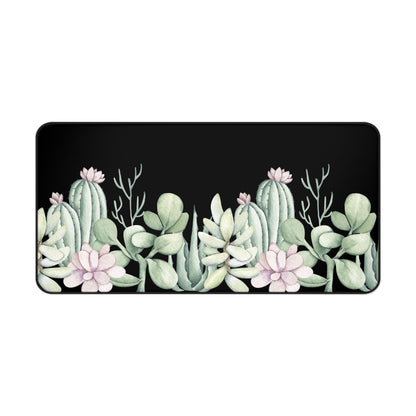 Desk Mat Botanical Mouse Pad Large with Black Background for Succulent Lovers