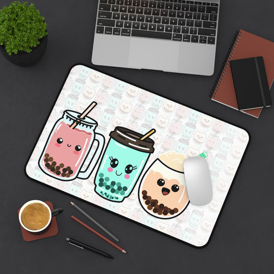 Desk Mat - Large Kawaii Mouse Pad for Boba Lovers and Gamers