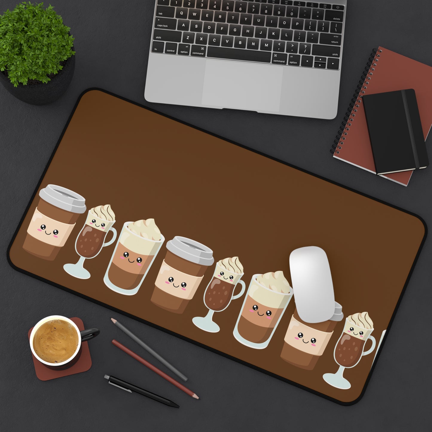 Kawaii Cute Iced Coffee Large Mousepad Extra Large Gaming Desk Mat Desk Accessories for Coffee Lovers