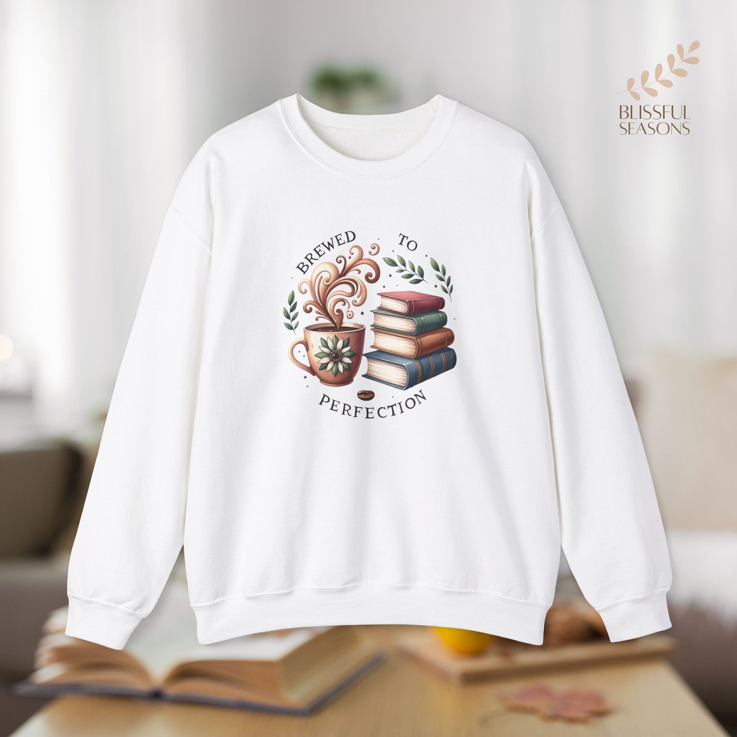 Brewed to Perfection Gift for Bookish Girlfriend, Wife, Best Friend, Niece, Sister, Introvert Gift Idea, Book Lover Sweatshirt