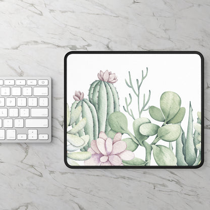 Succulents Mouse Pad, Cute Gaming Mouse Pad for Plant Ladies Aesthetic Gaming Desk Mat 9 x 7 Green and White Cactus desk Pad