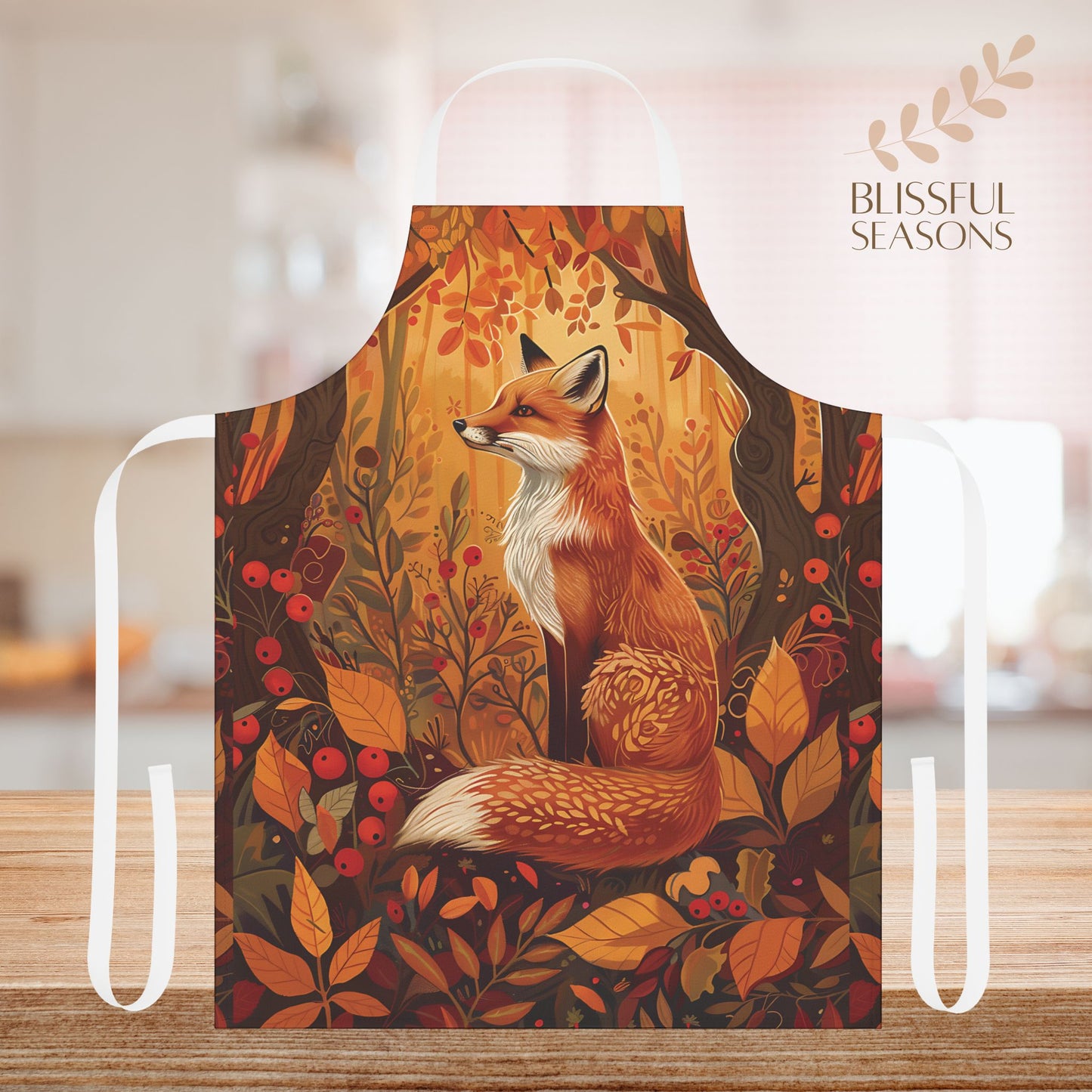 Cute Fox Chef Apron with Tie Back Closure for Animal Lover Gift Item Apron for Mother Sister Friend  Grandma Grandparents Fur Mama