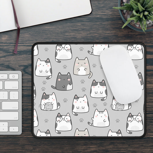 Gray and Cat Kitty Mouse Pad Cute Kawaii Kitty Desk Mat Christmas Gift for Kitty Lovers Cat Lovers Gift Ideas Mouse Pad