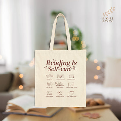 Reading is Self Care Book Lover Gift Introvert Tote Bag Gift for BFF, Niece, Co Worker Bookish